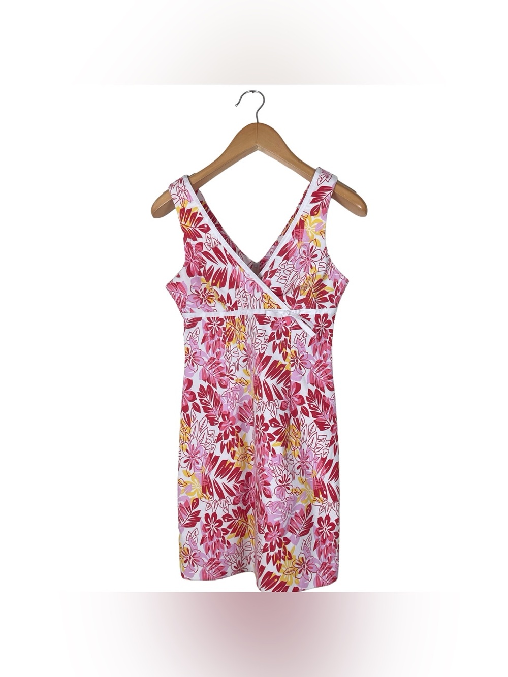 Vintage Y2K City Triangles Tank Dress Tropical Floral Women’s Size 9 Red Yellow